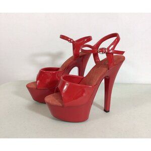 Ellie Red Platform Heels Womens 6